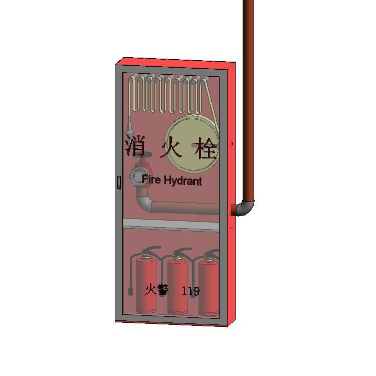 消火栓箱族、消防箱族-带灭火器族,BIM参数化Revit族 消火栓箱族、消防箱族-带灭火器族,BIM参数化Revit族