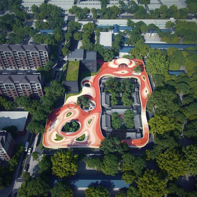 BIM建筑|MAD为北京四合院设计漂浮屋顶幼儿园,孩子们可以“上房揭瓦”啦 BIM建筑|MAD为北京四合院设计漂浮屋顶幼儿园,孩子们可以“上房揭瓦”啦