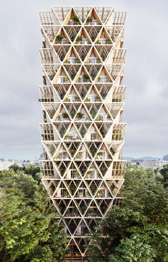BIM建筑|重返男耕女织的田园生涯:用三角形木模块搭建的垂直农场 BIM建筑|重返男耕女织的田园生涯:用三角形木模块搭建的垂直农场
