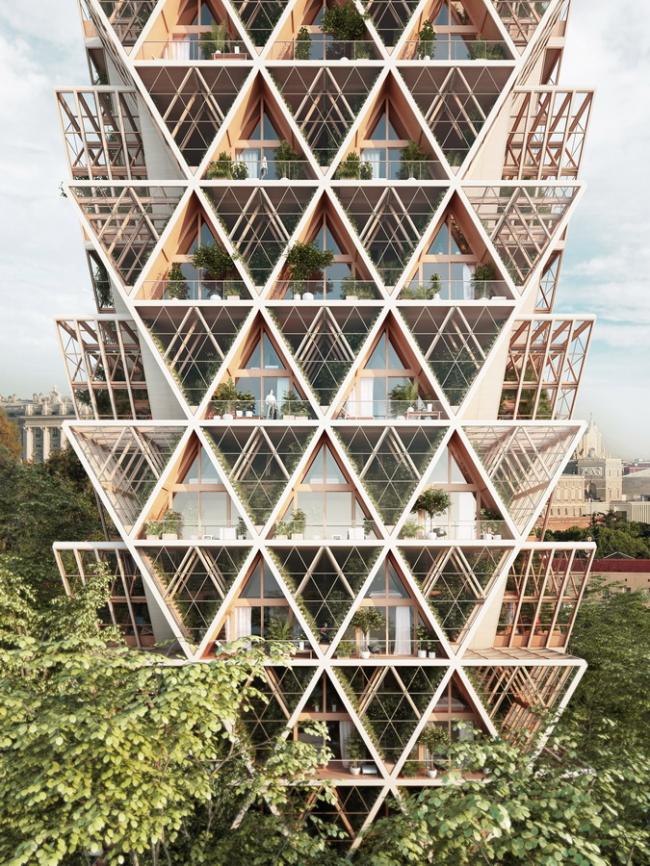 BIM建筑|重返男耕女织的田园生涯:用三角形木模块搭建的垂直农场 BIM建筑|重返男耕女织的田园生涯:用三角形木模块搭建的垂直农场