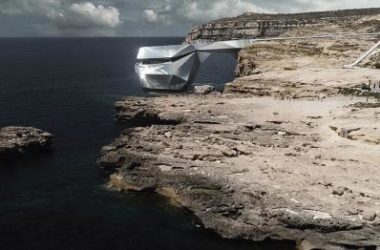 BIM建筑|天然景不雅地标“蓝窗”在狂风中被毁,Andreev 提出镜面金属拱门新计划取代-BIM建筑网