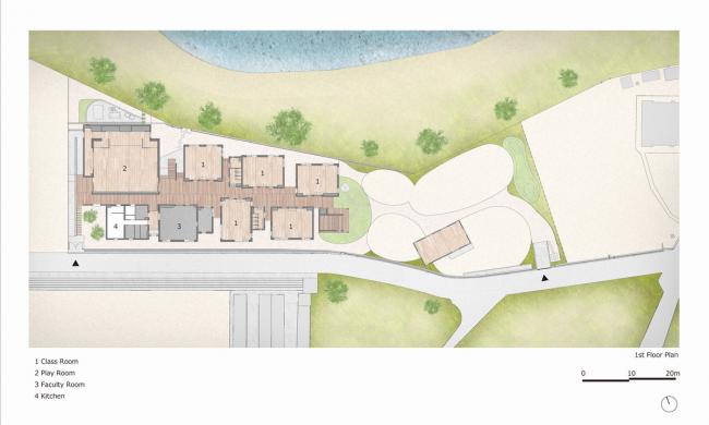 BIM建筑|彩色连廊穿插于白色体量间的湖畔丛林幼儿园 / 竹中工务店 BIM建筑|彩色连廊穿插于白色体量间的湖畔丛林幼儿园 / 竹中工务店