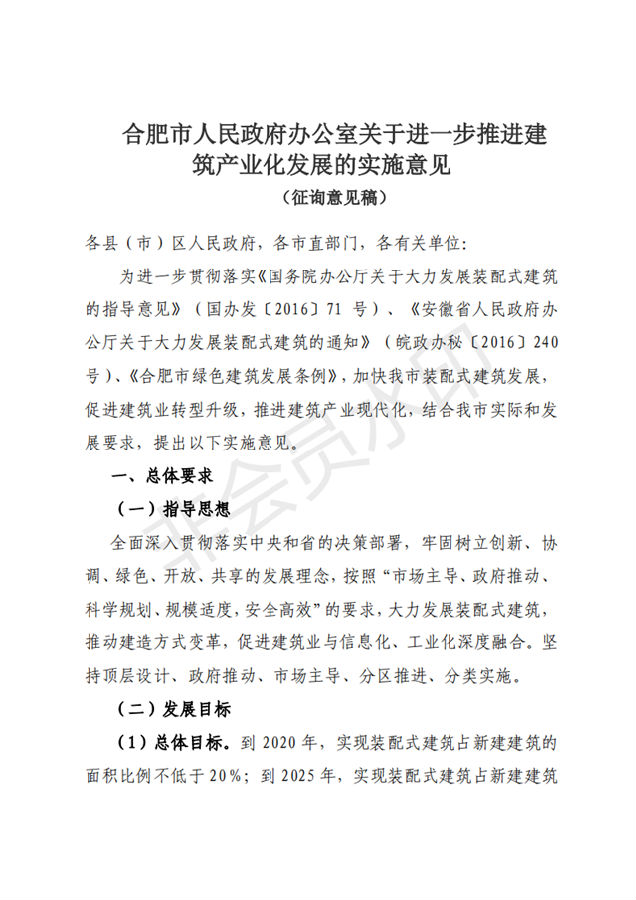 BIM与装配式|合肥市人民政府办公室关于进一步推进建筑产业化发展的实施意见(征询意见稿)合肥市人民政府办公室关于进一步推进建筑产业化发展的实施意见(征询意见稿) BIM与装配式|合肥市人民政府办公室关于进一步推进建筑产业化发展的实施意见(征询意见稿)合肥市人民政府办公室关于进一步推进建筑产业化发展的实施意见(征询意见稿)
