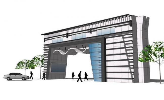 Sketchup规划模型|小区入口大门,现代风格 Sketchup规划模型|小区入口大门,现代风格