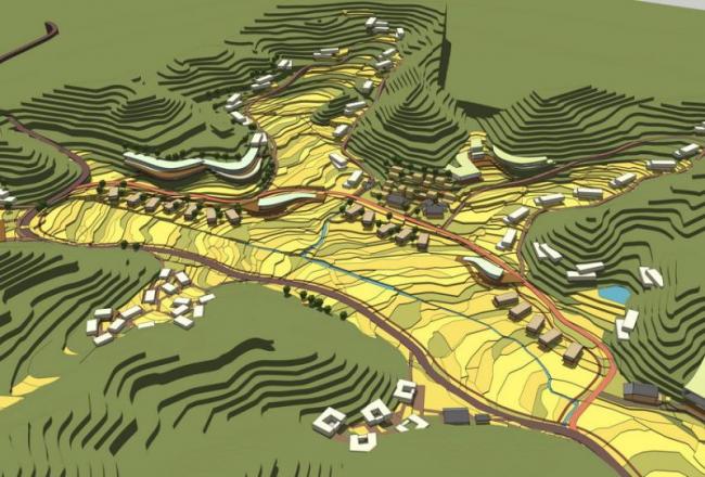 Sketchup规划模型|高差场地 Sketchup规划模型|高差场地