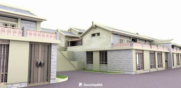 Sketchup规划模型|民居规划,古典风格 Sketchup规划模型|民居规划,古典风格