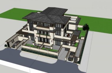 Sketchup别墅模型|多层住宅，居住建筑，双拼别墅，草原风格-BIM建筑网