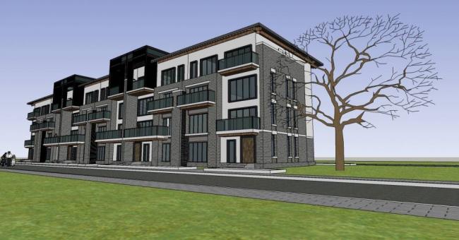 Sketchup别墅模型|联排别墅,中式风格 Sketchup别墅模型|联排别墅,中式风格