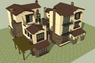 Sketchup别墅模型|独栋别墅，西班牙风格-BIM建筑网