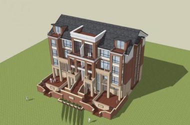 Sketchup别墅模型|双拼别墅，新中式风格-BIM建筑网