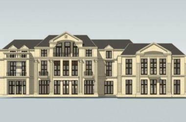 Sketchup别墅模型|联排别墅，国恒西溪公馆，法式-BIM建筑网