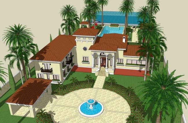 Sketchup别墅模型|独栋别墅,西班牙风格 Sketchup别墅模型|独栋别墅,西班牙风格