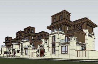 Sketchup别墅模型|联排别墅，中式风格，居住建筑-BIM建筑网