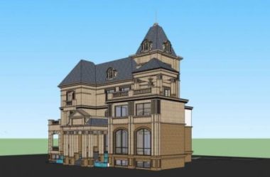 Sketchup别墅模型|法式奢华别墅，居住建筑，独栋别墅，多层，叠拼-BIM建筑网