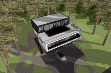 Sketchup别墅模型|森林别墅，独栋别墅，现代风格-BIM建筑网