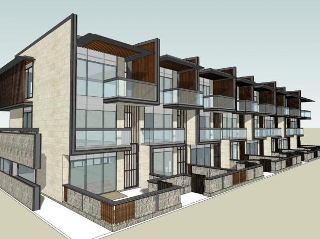 Sketchup别墅模型|联排别墅,现代风格 Sketchup别墅模型|联排别墅,现代风格