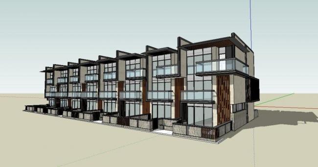 Sketchup别墅模型|联排别墅,现代风格 Sketchup别墅模型|联排别墅,现代风格