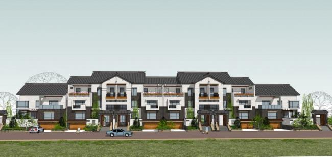 Sketchup别墅模型|联排别墅,中式风格 Sketchup别墅模型|联排别墅,中式风格