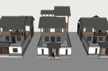Sketchup别墅模型|独栋别墅，别墅群体，中式风格-BIM建筑网