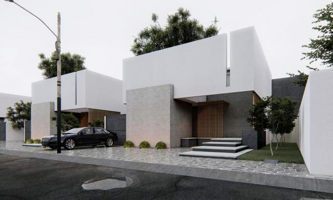 Sketchup别墅模型|联排别墅,现代风格 Sketchup别墅模型|联排别墅,现代风格