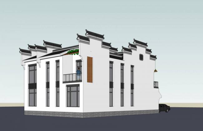 Sketchup别墅模型|独栋别墅,中式风格 Sketchup别墅模型|独栋别墅,中式风格