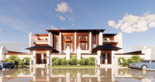 Sketchup别墅模型|联排别墅,中式风格 Sketchup别墅模型|联排别墅,中式风格