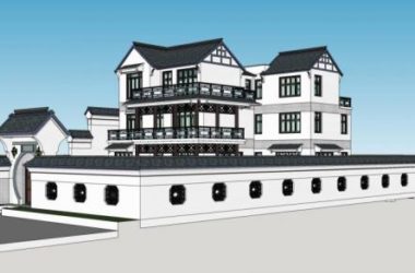 Sketchup别墅模型|庭院别墅，中式风格-BIM建筑网