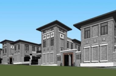 Sketchup别墅模型|民国风，合院别墅，中式风格-BIM建筑网