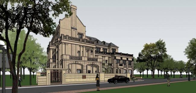 Sketchup别墅模型|独栋别墅,法式古典风格 Sketchup别墅模型|独栋别墅,法式古典风格