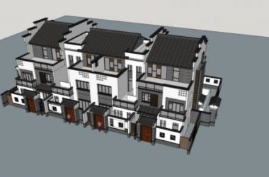 Sketchup别墅模型|联排别墅，中式风格-BIM建筑网