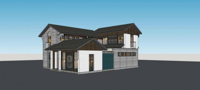 Sketchup别墅模型|独栋别墅,中式风格 Sketchup别墅模型|独栋别墅,中式风格