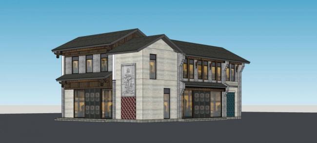 Sketchup别墅模型|独栋别墅,中式风格 Sketchup别墅模型|独栋别墅,中式风格