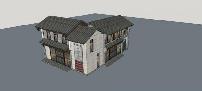 Sketchup别墅模型|独栋别墅,中式风格 Sketchup别墅模型|独栋别墅,中式风格