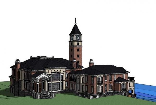 Sketchup别墅模型|多层别墅,欧式古典风格 Sketchup别墅模型|多层别墅,欧式古典风格