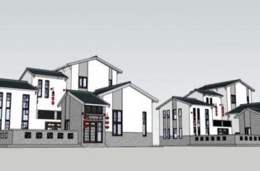 Sketchup别墅模型|坡顶院墅，独栋别墅，中式风格-BIM建筑网