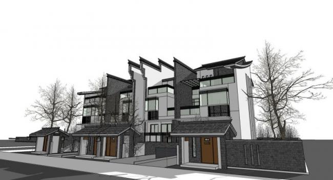 Sketchup别墅模型|徽派独栋别墅,中式风格 Sketchup别墅模型|徽派独栋别墅,中式风格