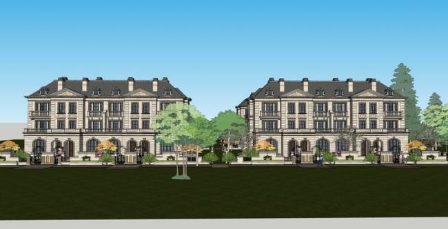 Sketchup别墅模型|联排别墅,法式古典风格 Sketchup别墅模型|联排别墅,法式古典风格
