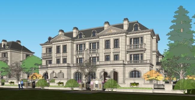 Sketchup别墅模型|联排别墅,法式古典风格 Sketchup别墅模型|联排别墅,法式古典风格