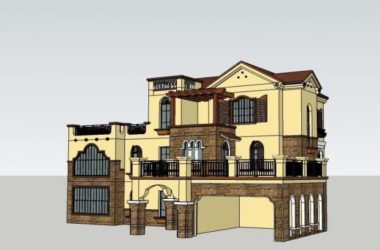 Sketchup别墅模型|西班牙风格，古典风格，独栋别墅-BIM建筑网