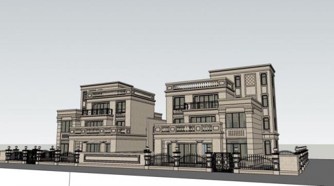 Sketchup别墅模型|联排别墅,古典欧式风格 Sketchup别墅模型|联排别墅,古典欧式风格