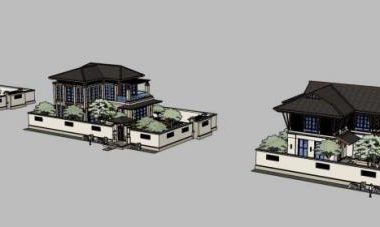 Sketchup别墅模型|独栋别墅，东南亚风格-BIM建筑网