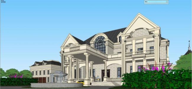 Sketchup别墅模型|独栋别墅,法式古典风格 Sketchup别墅模型|独栋别墅,法式古典风格