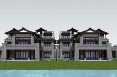 Sketchup别墅模型|联排别墅，中式风格，酒店-BIM建筑网