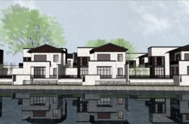 Sketchup别墅模型|联排别墅，新中式风格-BIM建筑网