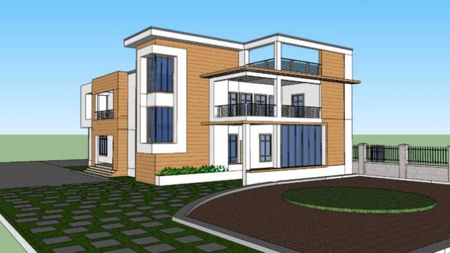 Sketchup别墅模型|独栋别墅,现代风格 Sketchup别墅模型|独栋别墅,现代风格