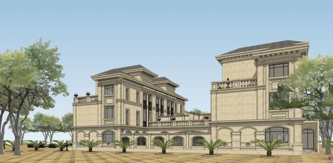 Sketchup别墅模型|四拼别墅,法式古典风格 Sketchup别墅模型|四拼别墅,法式古典风格