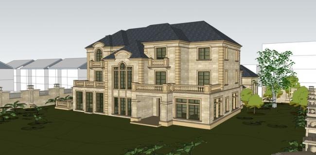 Sketchup别墅模型|独栋别墅,法式古典风格 Sketchup别墅模型|独栋别墅,法式古典风格