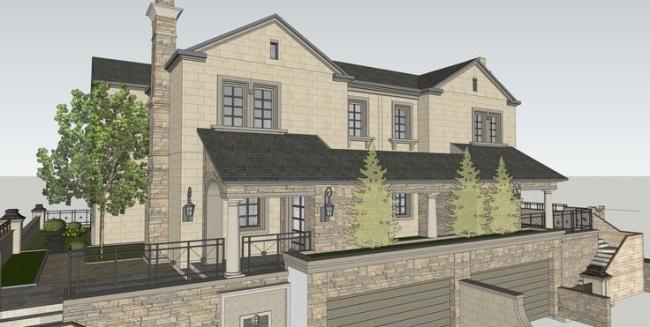 Sketchup别墅模型|双拼别墅,法式古典风格 Sketchup别墅模型|双拼别墅,法式古典风格