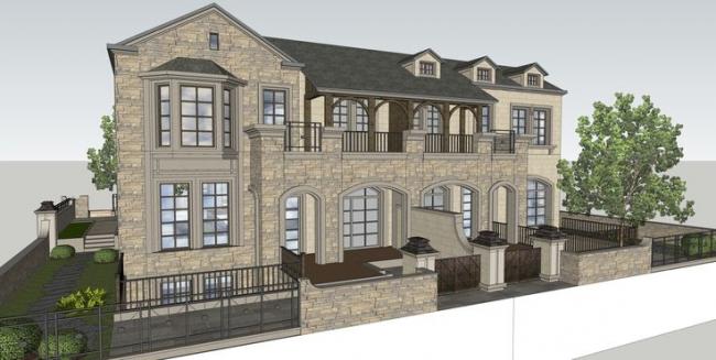 Sketchup别墅模型|双拼别墅,法式古典风格 Sketchup别墅模型|双拼别墅,法式古典风格