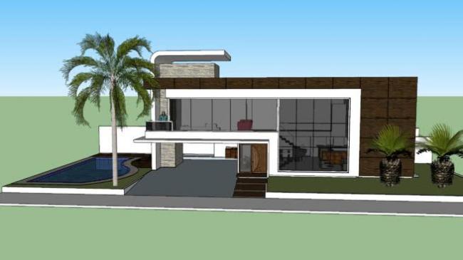 Sketchup别墅模型|独栋别墅,现代风格 Sketchup别墅模型|独栋别墅,现代风格